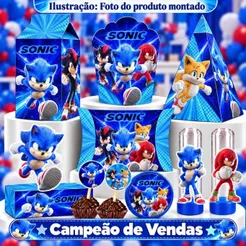 Kit Festa 180/90 Itens Personalizados Lembrancinhas Turma do Sonic