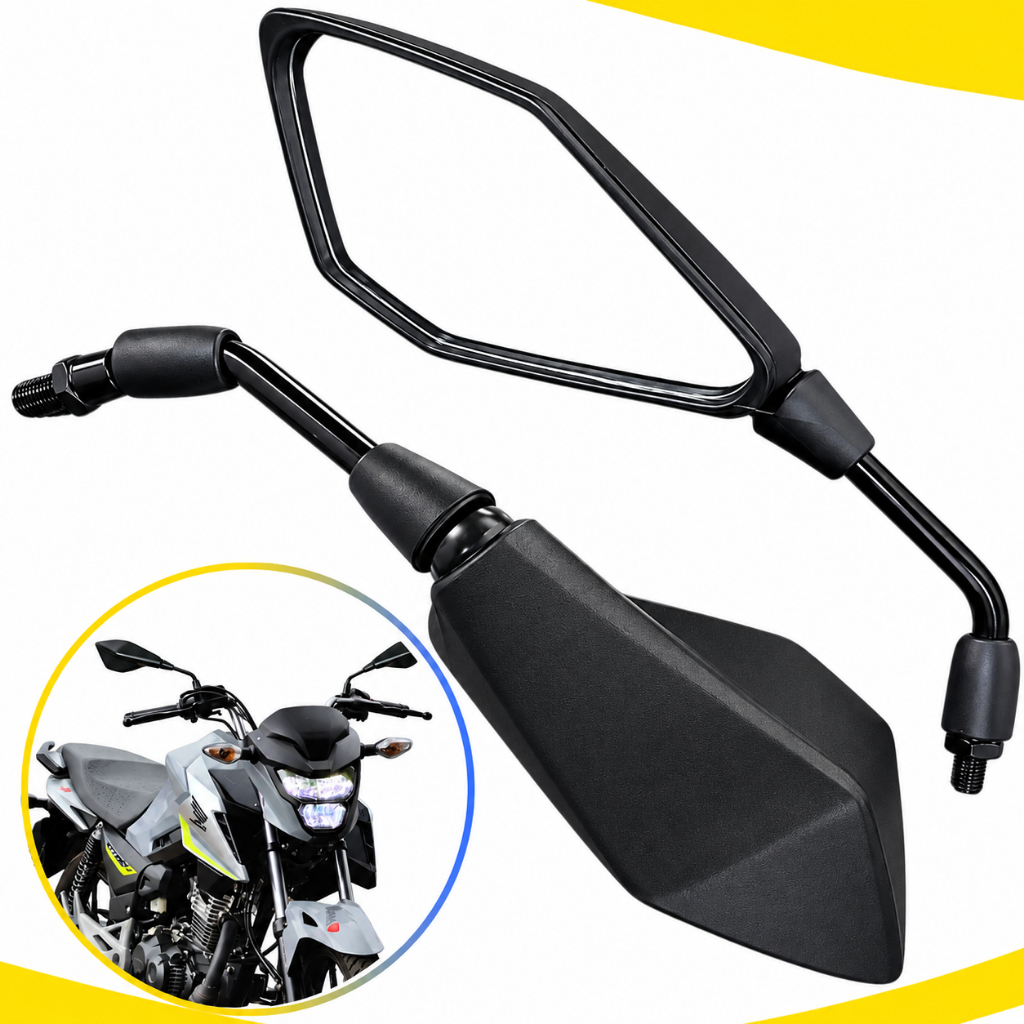 Retrovisor Mini Z400 Haste Curta Rosca 10mm Honda Kawasaki Suzuki (Par)