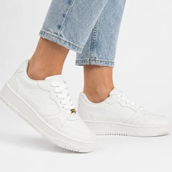 Tênis Feminino Plataforma Atma Casual Básico Branco Preto Confortável Sapatênis Macio Dia Estiloso