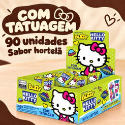 Chiclete Hello Kitty Hortelã C/90 Unidades Buzzy Riclan