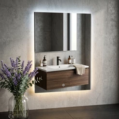 Espelho Grande Com Led Quente e Frio RETANGULAR 80X50cm Moderno Para Banheiro Sala Quarto Penteadeira