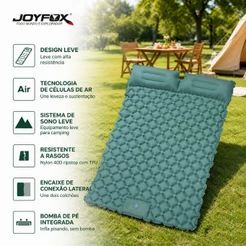Colchão de Ar Casal Inflável Automático 190x120x5cm Nylon 40D TPU Compacto Impermeável Com Travesseiro Casa JOYFOX