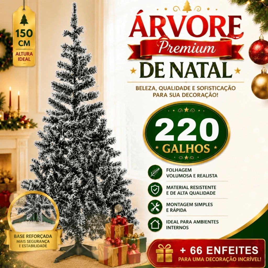 Kit Árvore de Natal Completa Pisca LED Enfeites Decorada 120cm 150cm 180cm 1,20 1,50 1,80 Grande — imagem 2 de 2