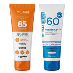 Protetor Solar Facial Dermachem FPS 85 / FPS 60 Niacinamida Vitamina E Toque seco