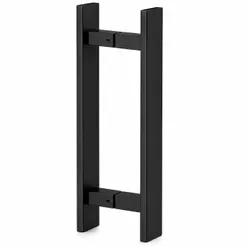 Puxador Barra Chata Duplo Reto Porta Pivotante Madeira/Vidro 40 cm Inox Preto Luxo Italy