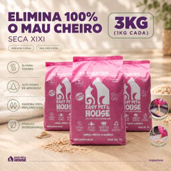 Pó Higiênico 1kg Floral Seca Xixi Eliminador de Odores Cães e Gatos EasyPet Limpeza Fácil Ação Bactericida 1,2,3 Ou 4 Un