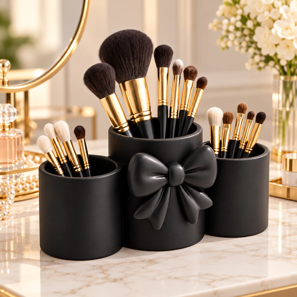 Organizador Porta Pincel Maquiagem Multiuso Laço para Cosméticos Pincéis e Acessórios de Beleza — imagem 1