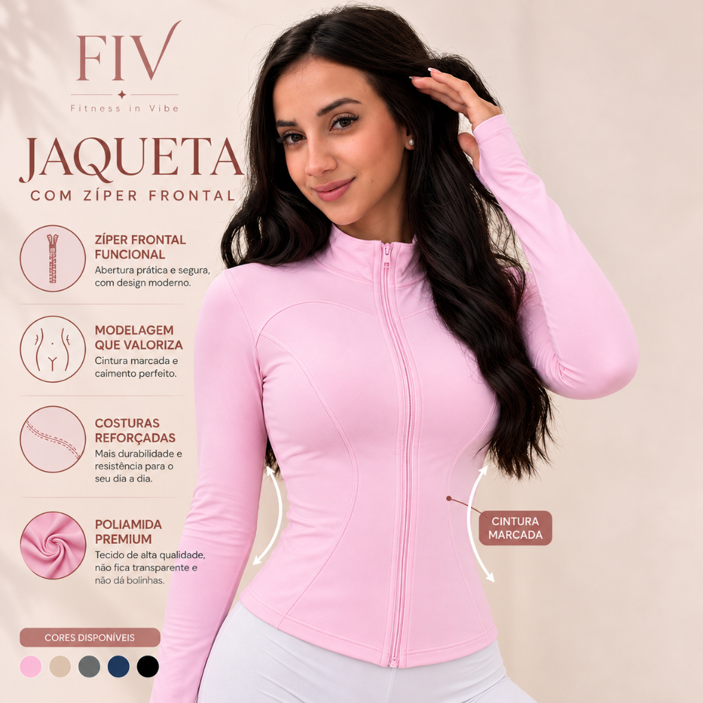 Jaqueta Feminina para Academia Yoga Pilates Poliamida com Elastano