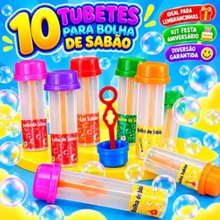 10 Tubo Tubete Para Bolha de Sabão Brinquedo Infantil Para Kit Festa Lembrancinha Aniversario Prenda