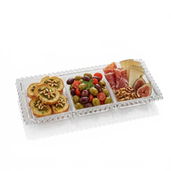 Petisqueira Cristal Pearl Wolff Incolor Servir Petiscos Aperitivos Frios Castanhas Mesa Posta Elegante Festas Natal Luxo