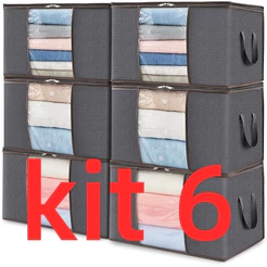 KIT caixa Saco Organizador para Edredom e Cobertor Grande com Visor e Zíper Proteção contra Poeira Umidade e Insetos