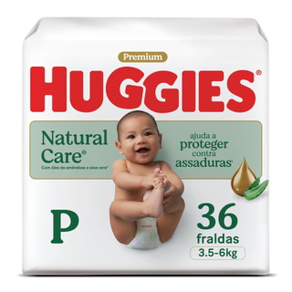 Huggies Fralda Descartável Premium Natural Hipoalergênica Care P - 36UN