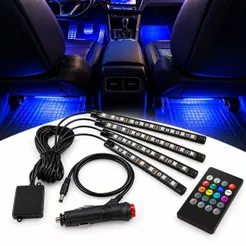 Kit iluminação interior carro Led Neon Rgb C/controle som automotivo strobo Sensor rítmico 12v