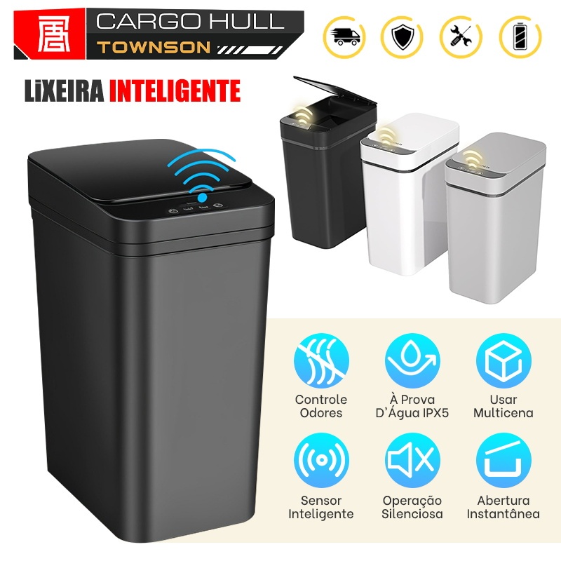 Lixeira com Sensor Automático Inteligente Para Sala Banheiro Cozinha 13 Litros em Oferta na Shopee