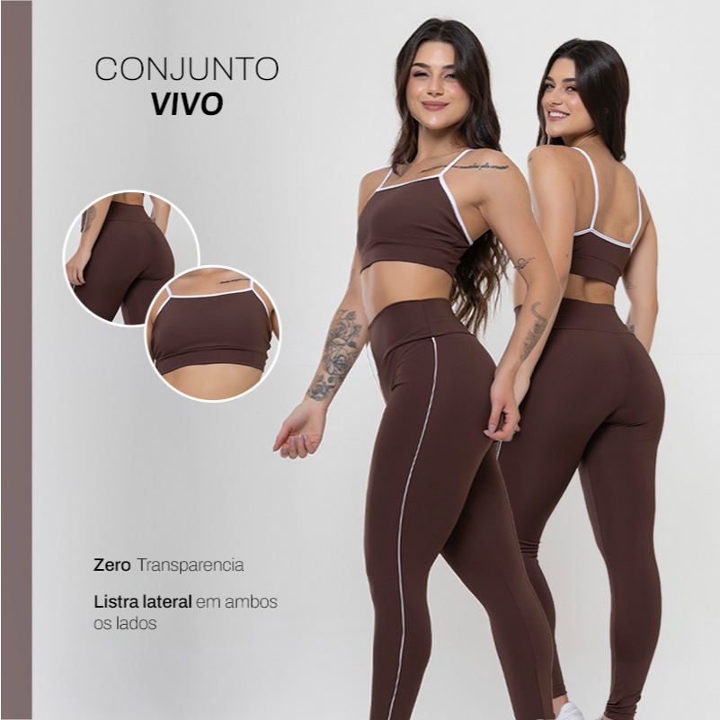 Conjunto Fitness Feminino Calça Legging + Top Academia ZERO Transparência Cintura Alta em Oferta na Shopee
