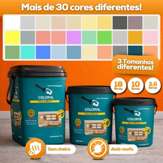 Tinta acrílica 18 10 3,6 litros Colorsvil, Sem cheiro e Antimofo - alta cobertura 33 cores disponíveis em Oferta na Shopee