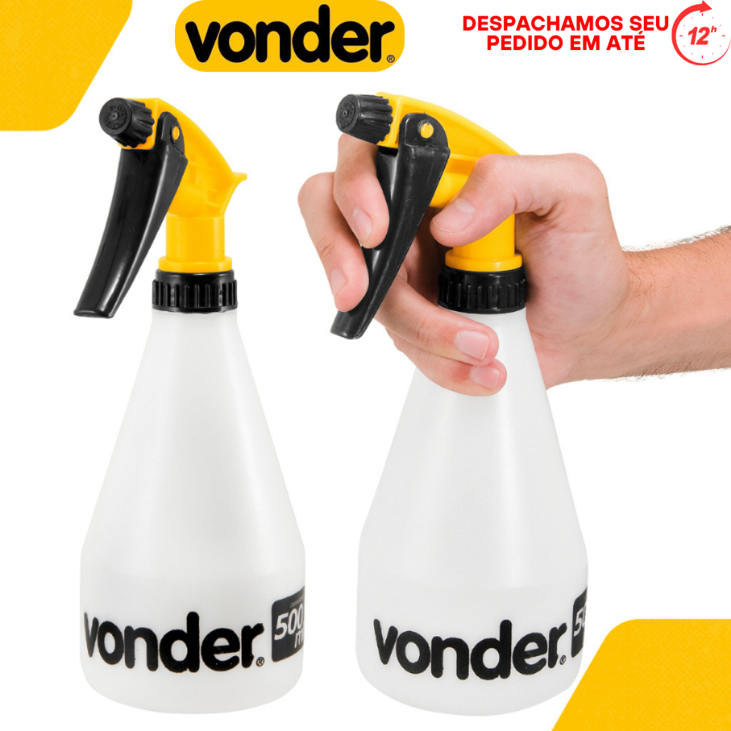 Oferta de 1 até 5 Borrifador Manual Pulverizador Vonder 500ml Regulável em Spray Jato, Leve,Versátil
