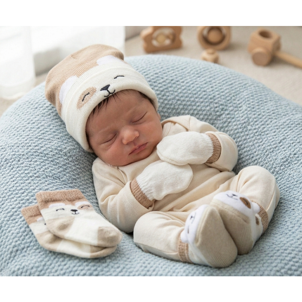 Kit Enxoval Bebe Toca Luva Sapatinho E Meia De Recem Nascido Maternidade Menino Duck em Oferta na Shopee