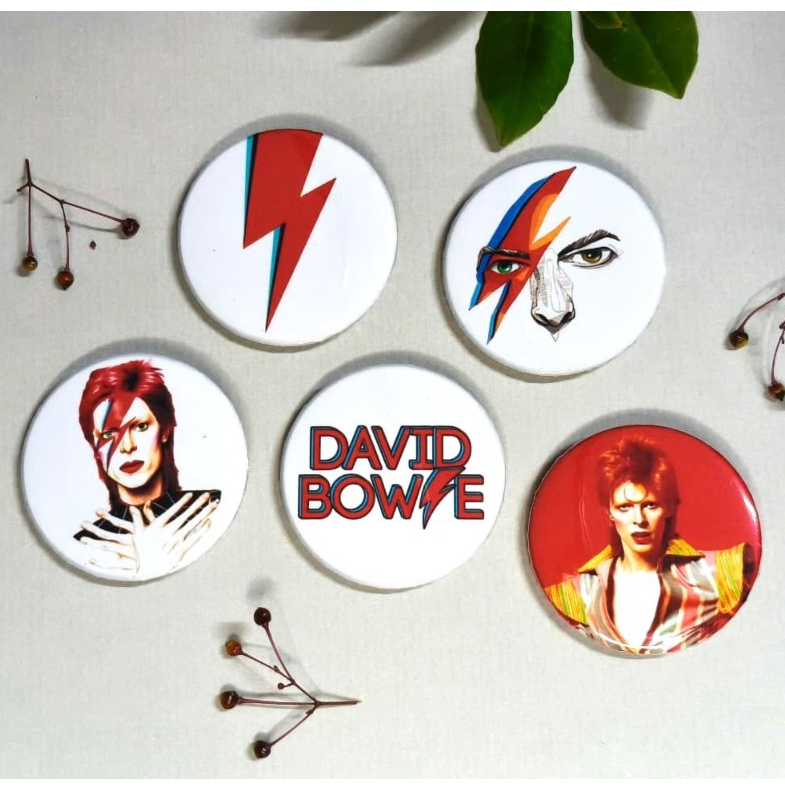 Kit 5 Bótons - DAVID BOWIE - Bóton 3,5cm | Rock/Glam Rock/Art Rock/Pop Rock e Eletrônica | Música | Personalizados Pin