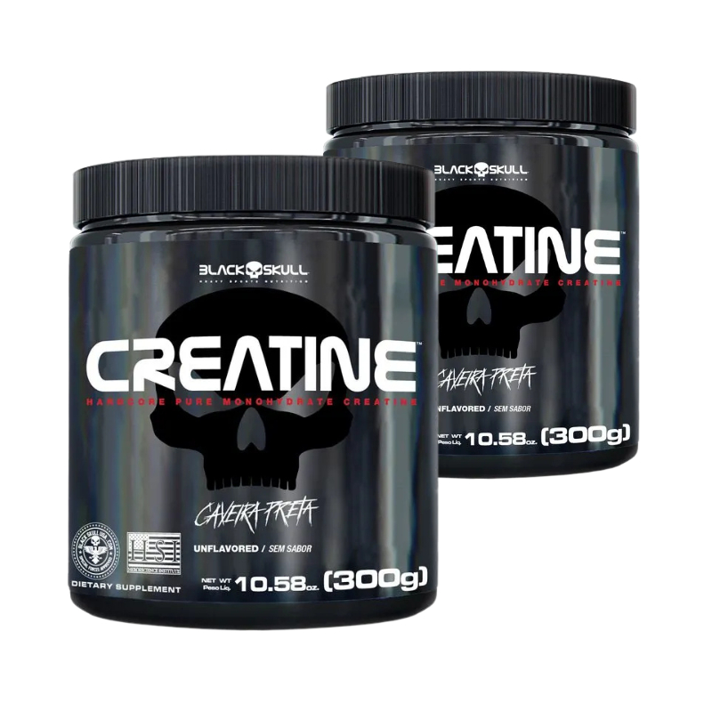 Kit 2 Creatinas 100% PURA BlackSkull Alta Performance Atividades Físicas Academia 600g