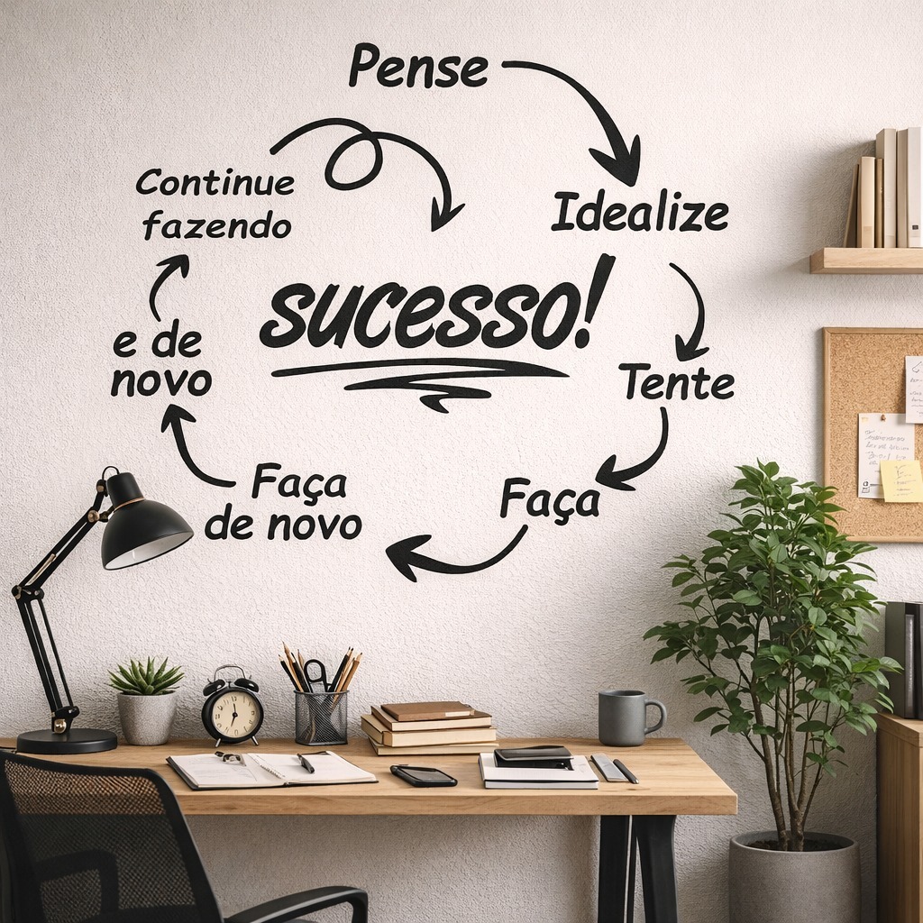 Adesivo Decorativo Frase Ciclo do Sucesso | Motivacional para Escritório, Sala ou Empresa em Oferta na Shopee