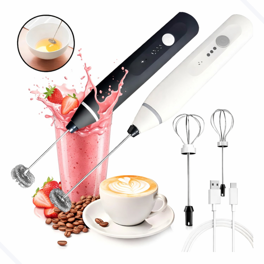 Mini Mixer Elétrico Portátil – Misturador de Bebidas Rápido e Prático