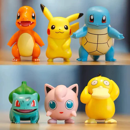 Kit 6 Bonecos Pokémon Pikachu Bulbassauro Charmander Squirtle Figuras Colecionáveis Action Figure