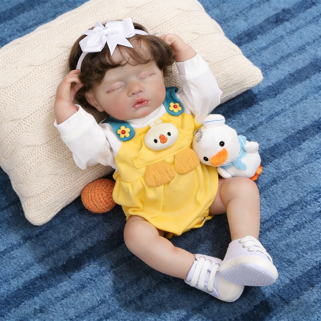 Brastoy Bebê Reborn Silicone Realista Boneca 48cm Menina Olho fechado Pode dar Banho Pronta Entrega em Oferta na Shopee