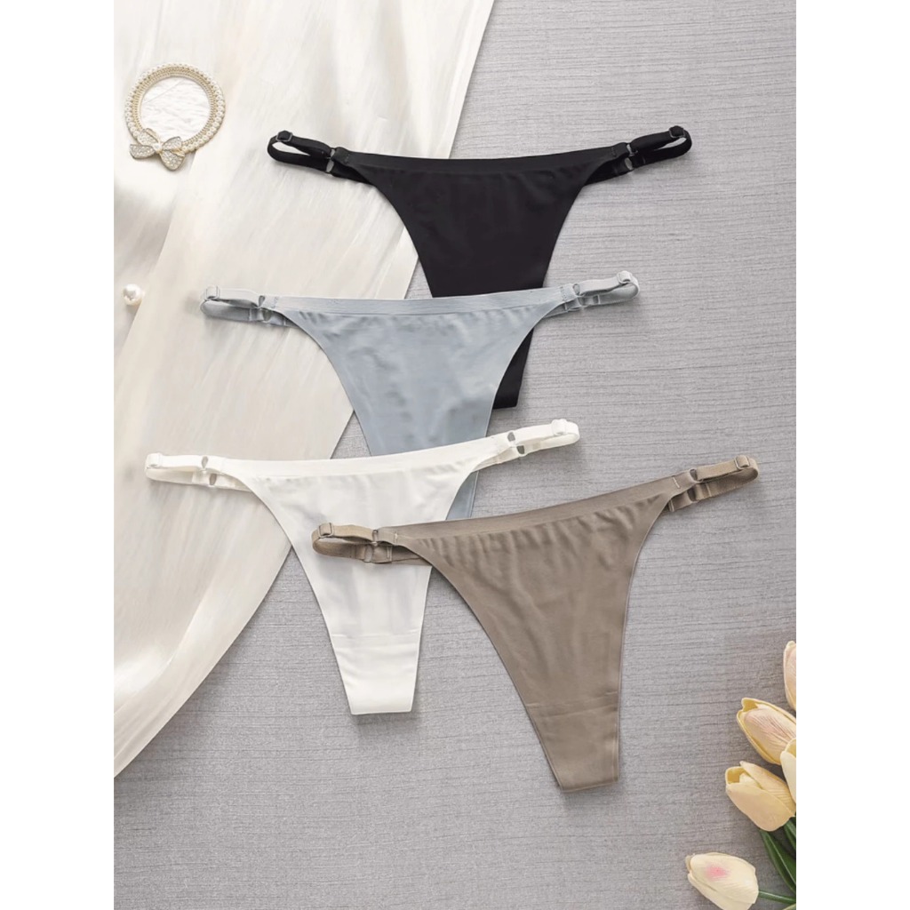 Kit com 10 Calcinha Corte A Laser Com Regulagem Tanga Sem Costura Fio Dental Poliamida Não Marca Lingerie