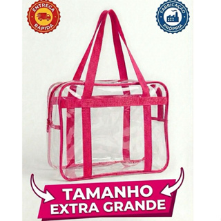 Sacola Bolsa Jumbo Multiuso Cristal PVC 0,20mm com reforço EXTRA Alças de Nylon - Maternidade Praia Uso institucional em Oferta na Shopee