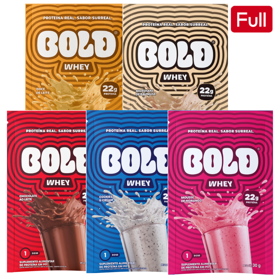KIT 5 UNID SACHE WHEY BOLD PROTEIN 3W - SABORES SORTIDOS