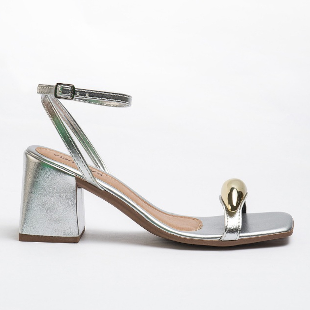 SALTO MEIA LUA ABS Sandalia (FORMA GRANDE) Elegante Tendencia sandália feminina salto baixo Médio Percata Festa em Oferta na Shopee