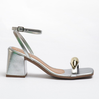 SALTO MEIA LUA ABS Sandalia (FORMA GRANDE) Elegante Tendencia sandália feminina salto baixo Médio Percata Festa em Oferta na Shopee