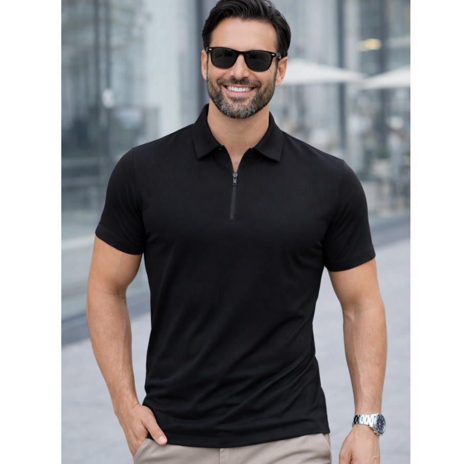 Camisa Polo Masculina Premium Tecido Poliamida Frio com Zíper