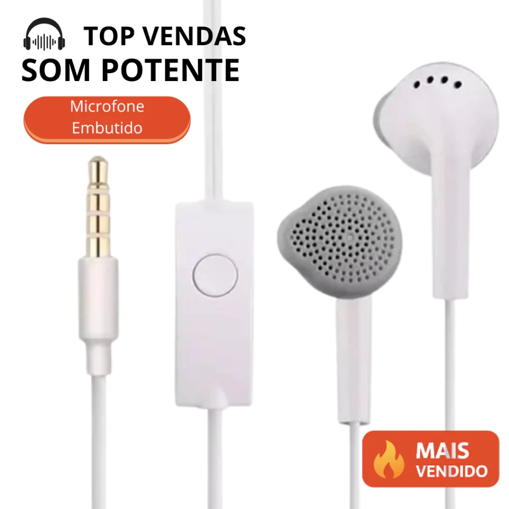 Fone de Ouvido com Fio e Microfone - Fone Stereo P2 ( Samsung universal em ouvido FN-A06 ) em Oferta na Shopee