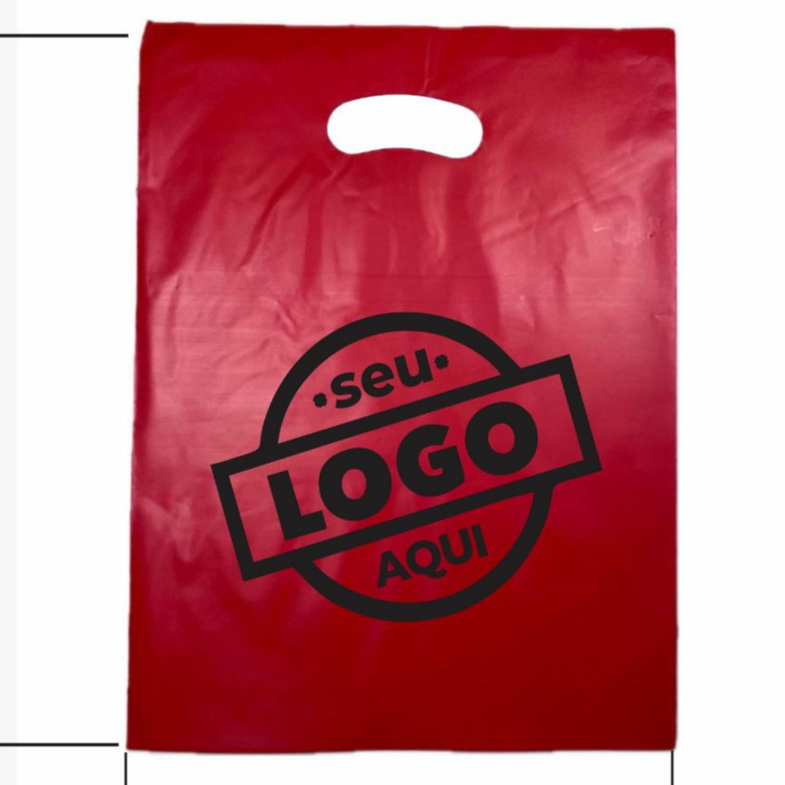 Detalhes do Sacola Plástica Alça Vazada - Boca de Palhaço -  boca triste - PERSONALIZADA COM O SEU LOGO 100 und
