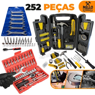 Jogo Kit de Ferramentas 252 Peças Completo com Maleta – Jogo de Chaves, Soquetes, Bits, Martelo e Maleta Mello Tools em Oferta na Shopee