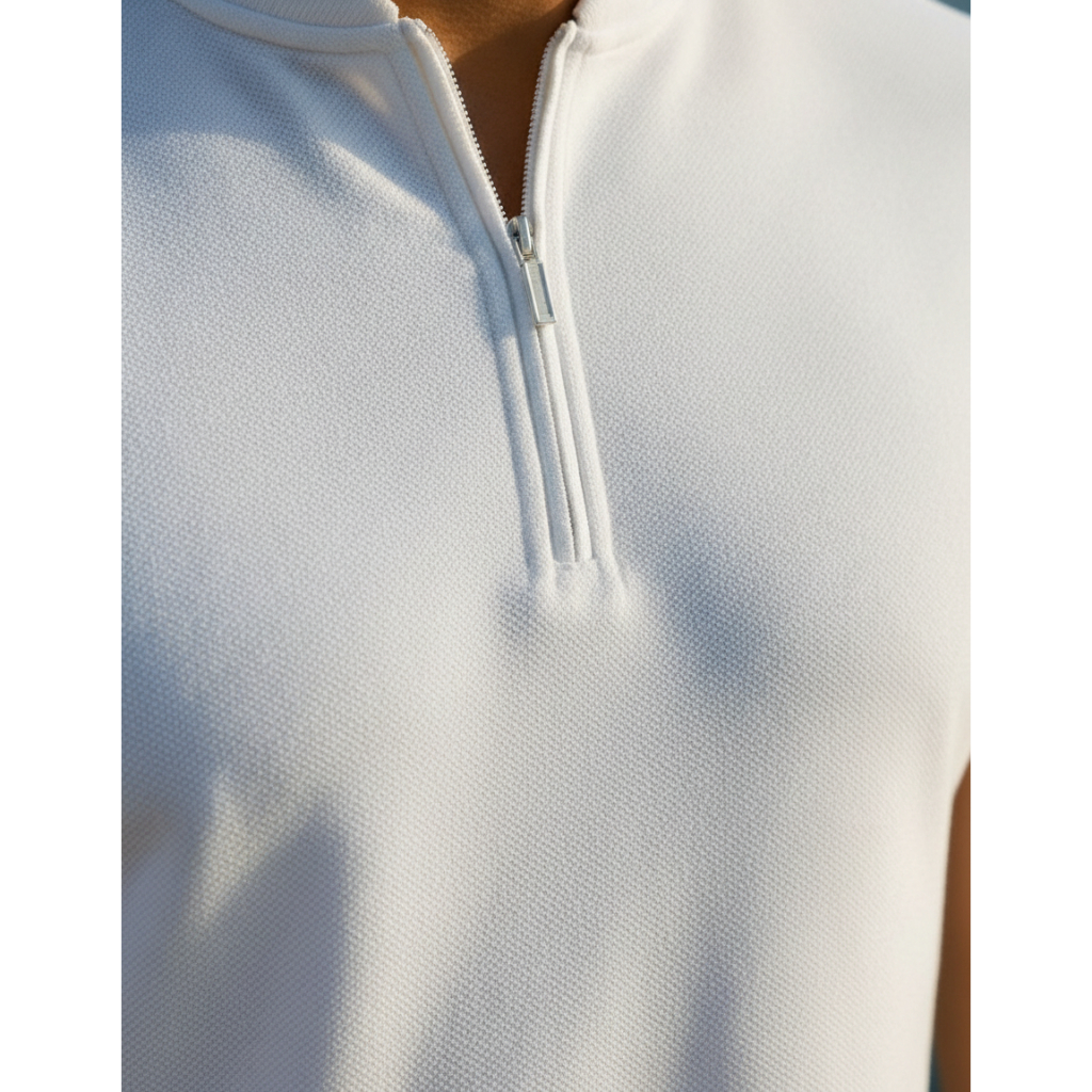 Camisa Polo Masculina Gola Padre com Ziper Slim Fit Premium Moderna Elegante