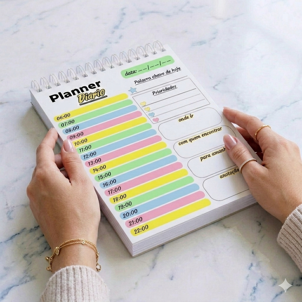 Planner Diário A5 Capa Clear 90g Wire-O Superior 50/100 folhas