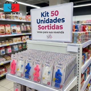 Kit 50 Vela Super Numero do N0 até o N9 5 unidades de cada número - Atacado  Cores: Branco Azul Rosa em Oferta na Shopee