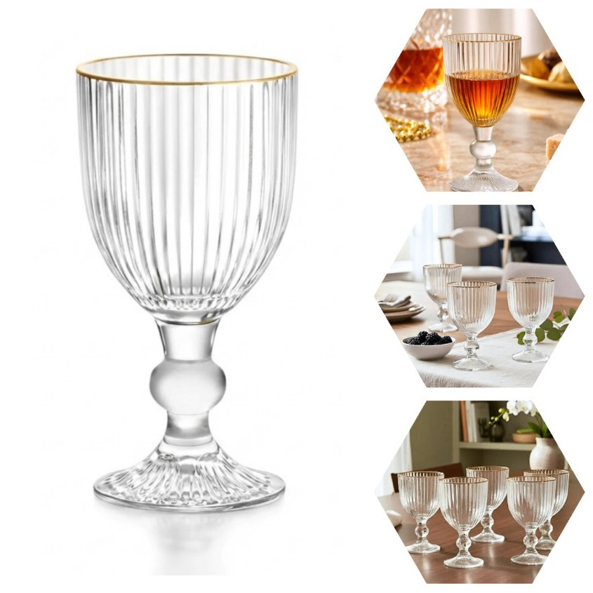 MINI TAÇA DE VIDRO 40ML – BORDA DOURADA PARA LICOR SHOTS DEGUSTAÇÃO LICOR 43