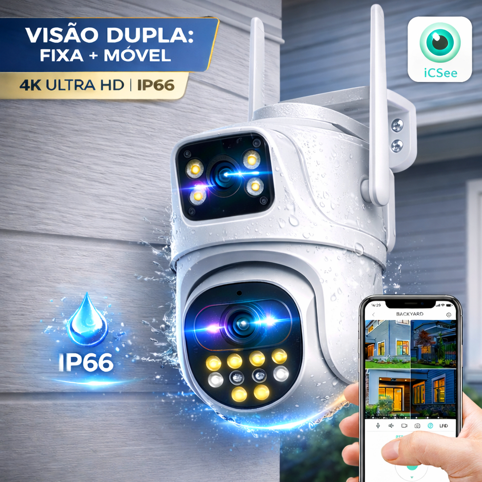 Câmera Segurança Wifi Externa 4k Lente Dupla 360° Prova D'água Infravermelho em Oferta na Shopee
