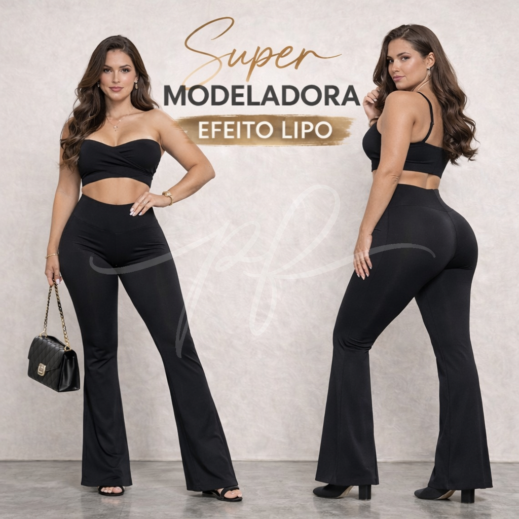 Calça Flare Suplex Cintura Alta Modeladora Legging Boca de Sino Bailarina em Oferta na Shopee