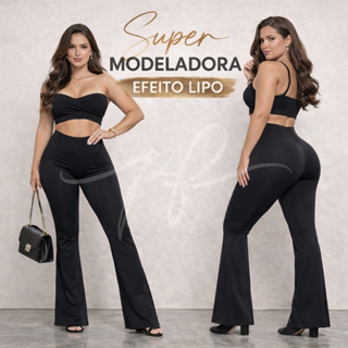 Calça Flare Suplex Cintura Alta Modeladora Legging Boca de Sino Bailarina em Oferta na Shopee