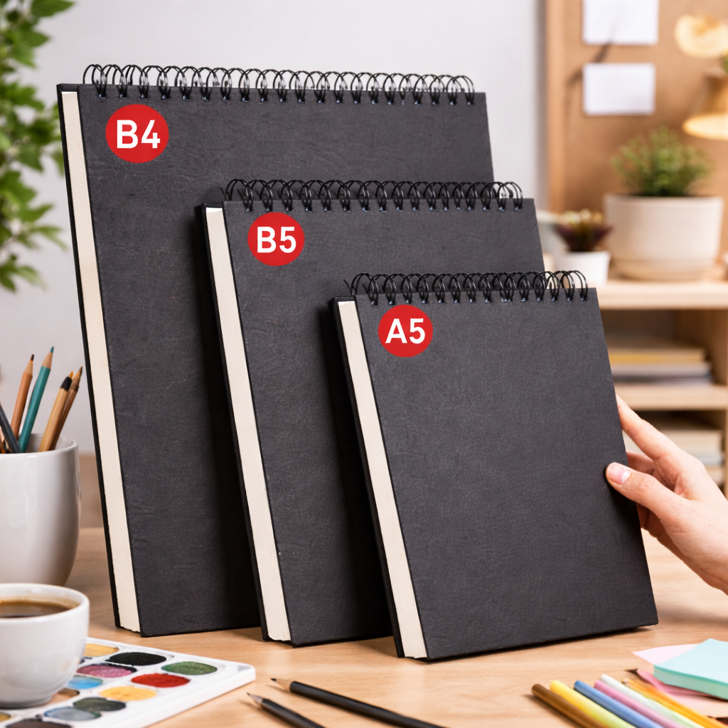 Caderno De Desenho 50 Fls (100 Páginas ) espessado Sketchbook Capa Dura Preta