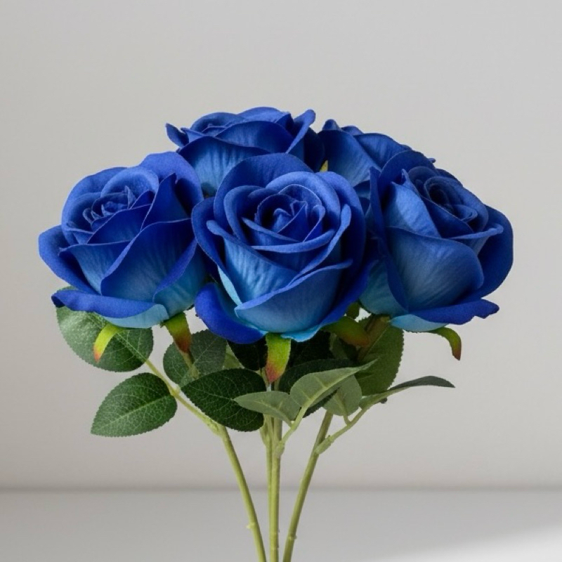 Kit 5 Rosas Azul Escuro Veludo 53cm Botão | Flor Artificial Premium para Arranjos, Casamento e Decoração em Oferta na Shopee