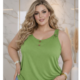 Blusa feminina Regata plus size em malha viscolicra  Lisa y listrada(GG) para  Dia-dia em Oferta na Shopee