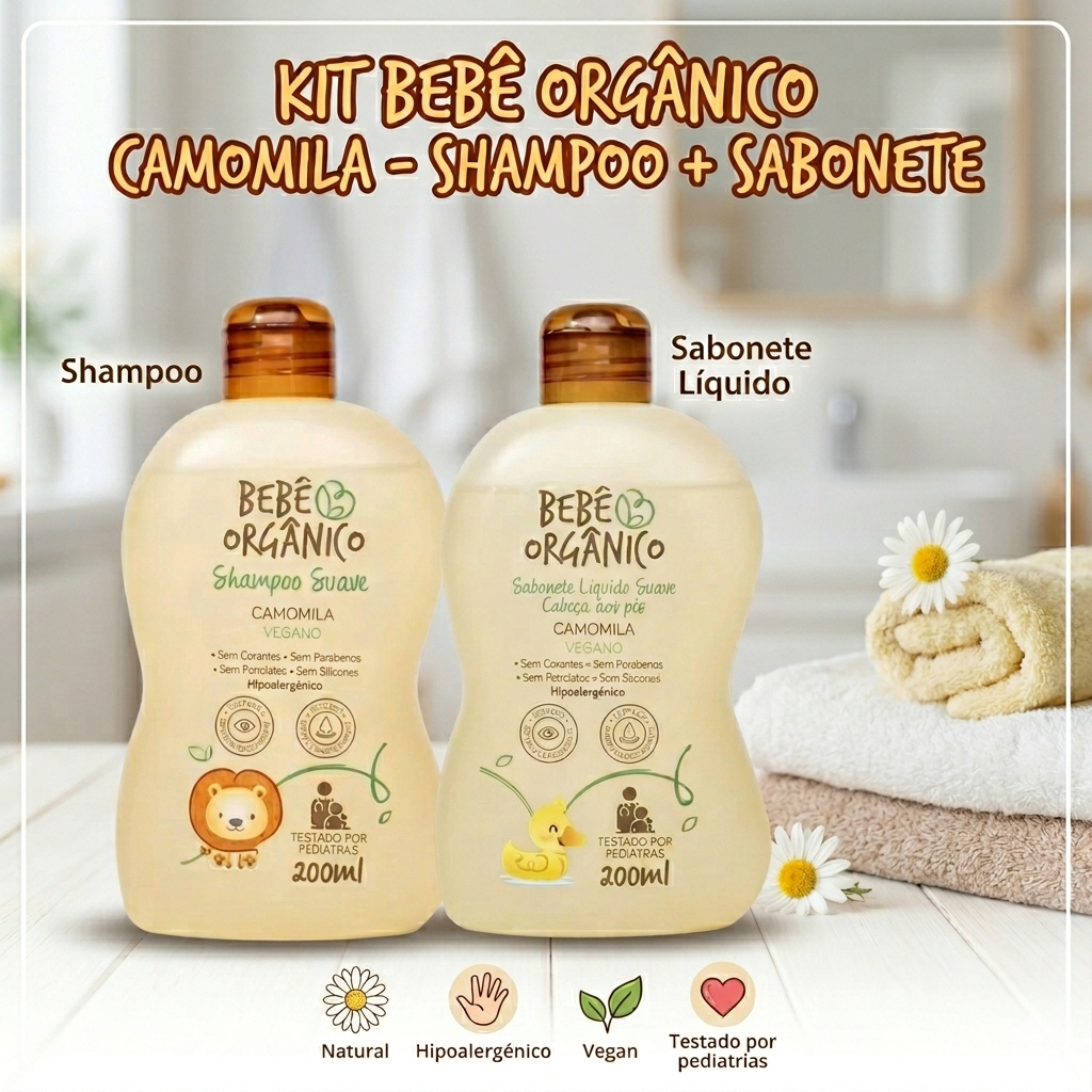 Kit Camomila Shampoo + Sabonete Líquido - Limpa Acalma e Protege - 400 ml
