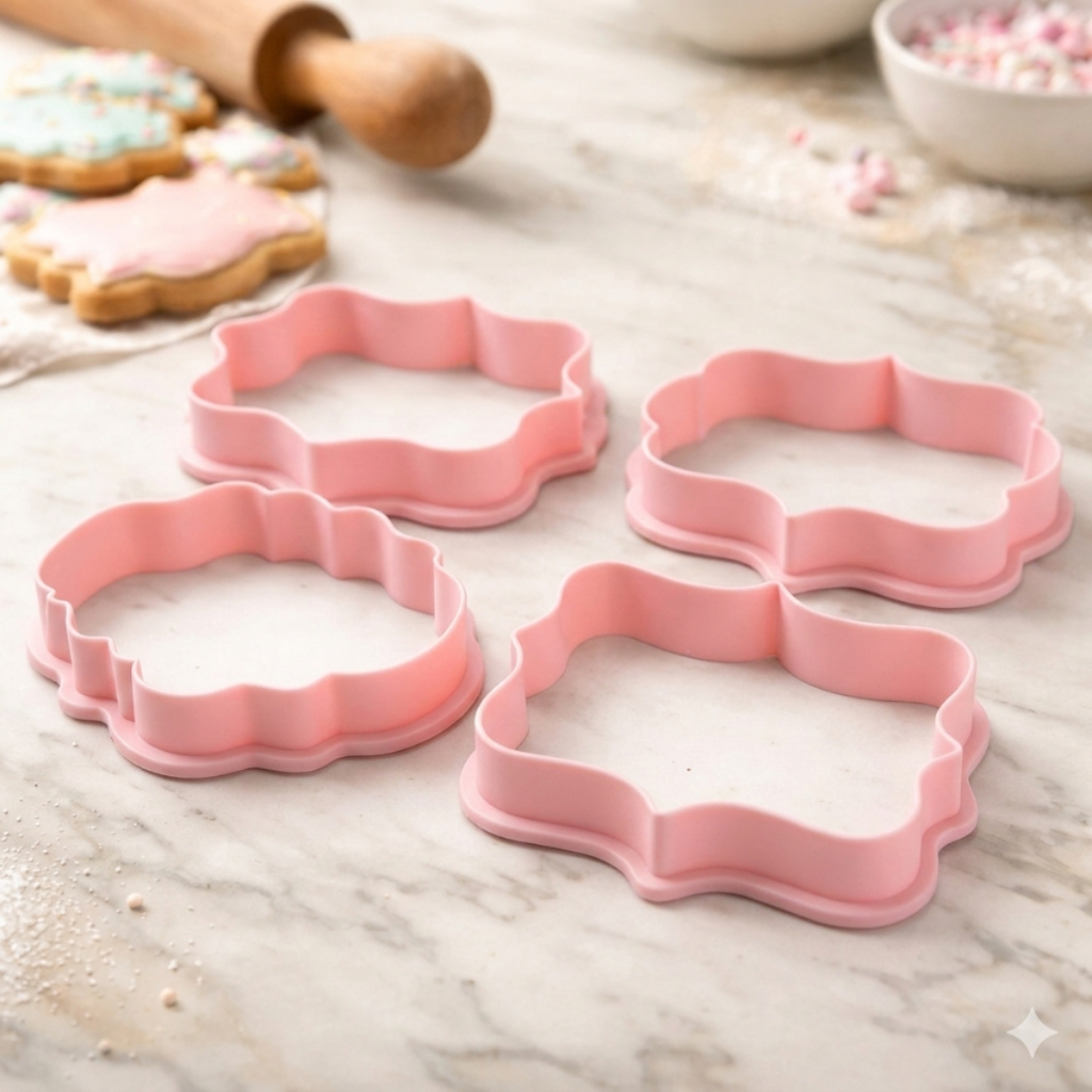 Kit Cortador 4 Molduras Grandes 5x6cm/6x7cm Forma Para Biscoito Pasta Americana Biscuit Confeitaria em Oferta na Shopee