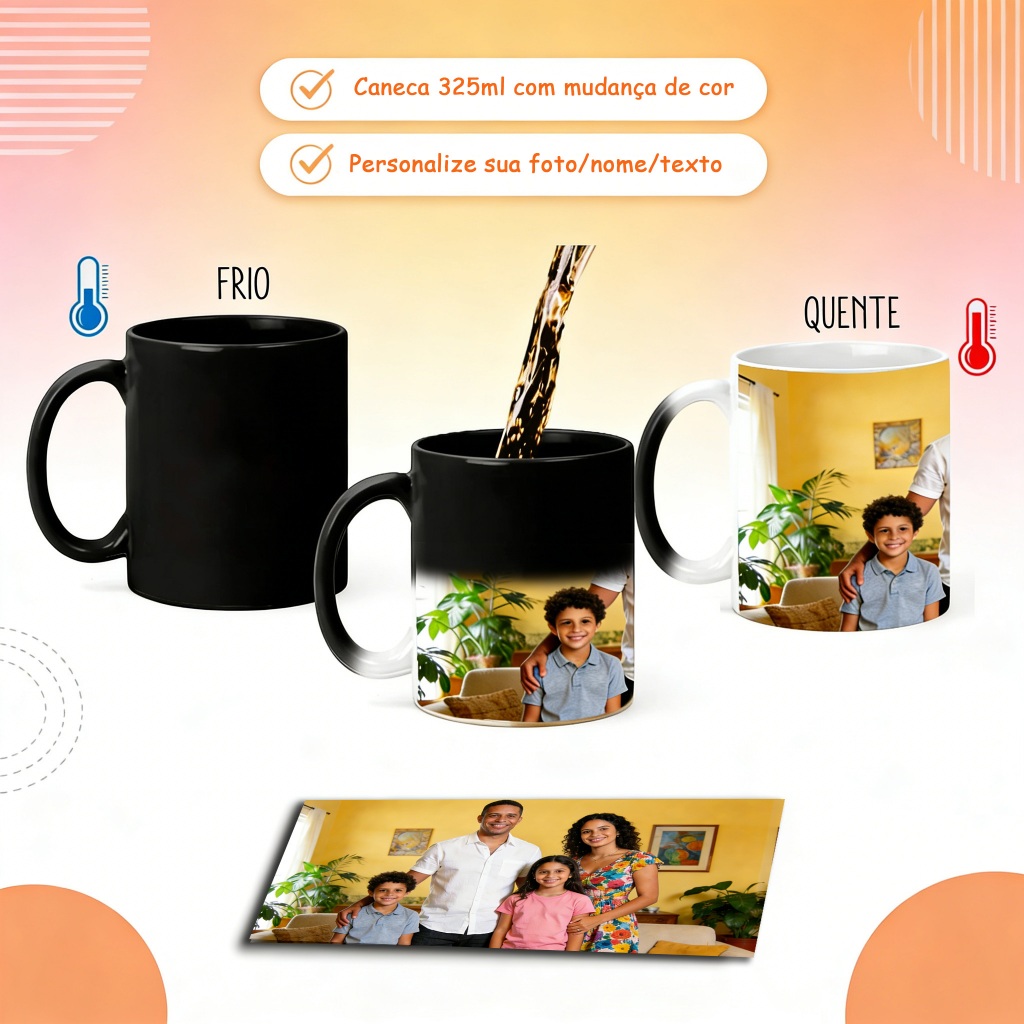 Caneca  325ml Mudar Cores Personalizada com Fotos, Nome,Texto Porcelana Premium em Oferta na Shopee